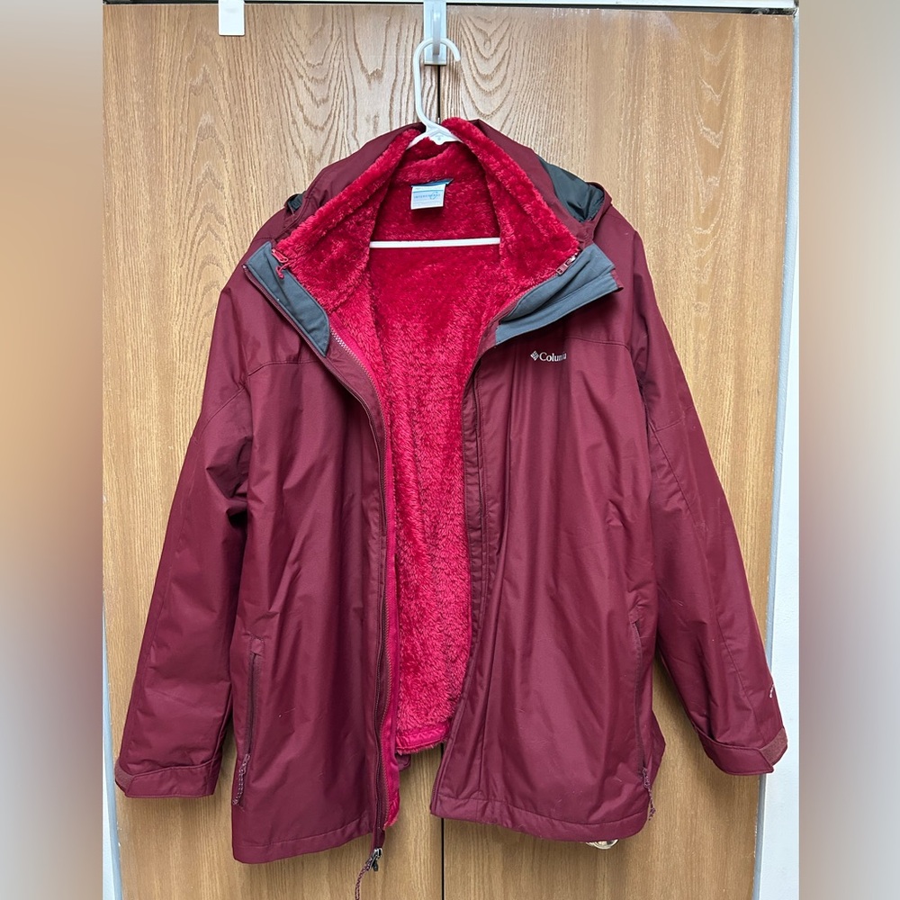 Women’s Columbia Three in one Interchangeable Jacket - Burgundy - Size 3x